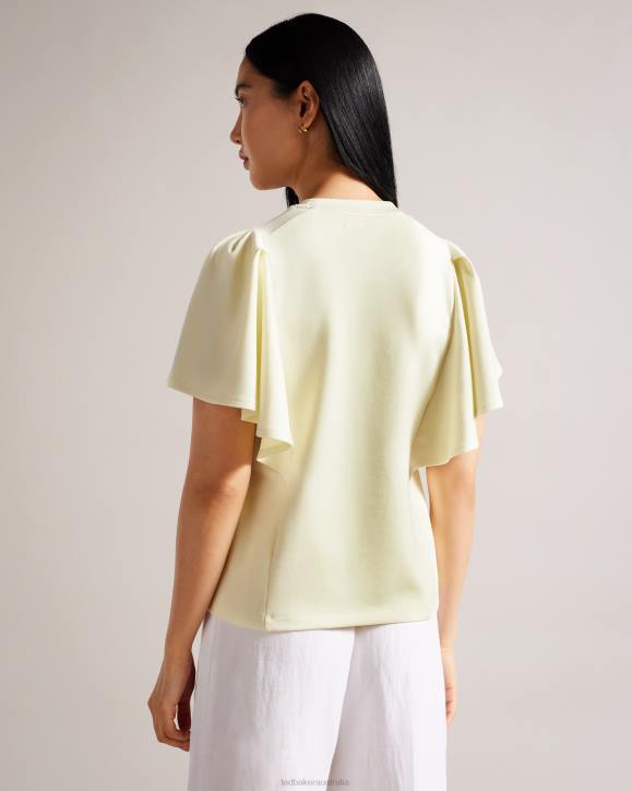 Ted Baker Nikilaa Boxy Ruffle Sleeve T-Shirt Light Yellow Clothing Women TLPL40