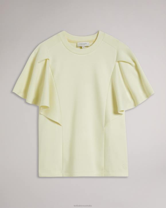 Ted Baker Nikilaa Boxy Ruffle Sleeve T-Shirt Light Yellow Clothing Women TLPL40