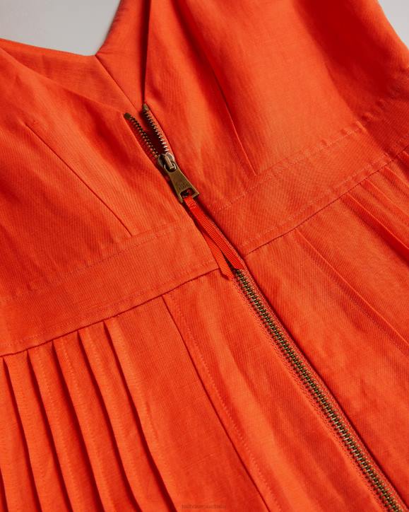 Ted Baker Opalz Fit And Flare Puff Sleeve Midi Dress Bright Orange Clothing Women TLPL209