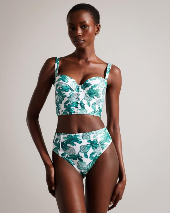 Ted Baker Orellaa Floral High Waisted Bikini Bottom Green Clothing Women TLPL438