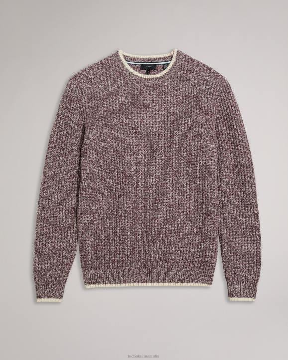 Ted Baker Overhal Regular Fit Knitted Jumper Maroon Clothing Men TLPL1295