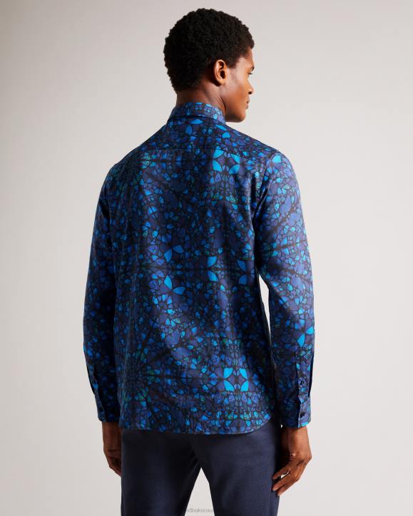 Ted Baker Parlee Long Sleeve Butterfly Print Shirt Blue Clothing Men TLPL1278