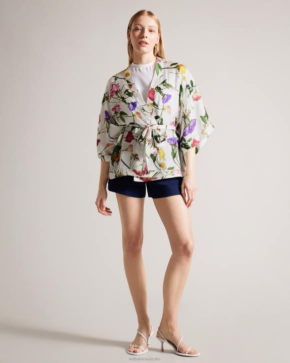 Ted Baker Paulaah Floral Print Kimono Ecru Clothing Women TLPL423