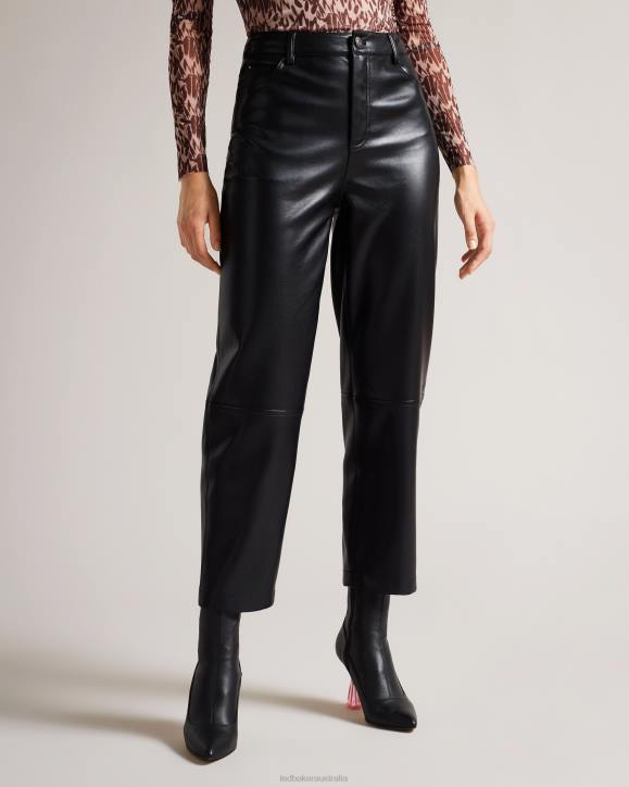 Ted Baker Plaider Straight Leg Faux Leather Trousers Black Clothing Women TLPL85