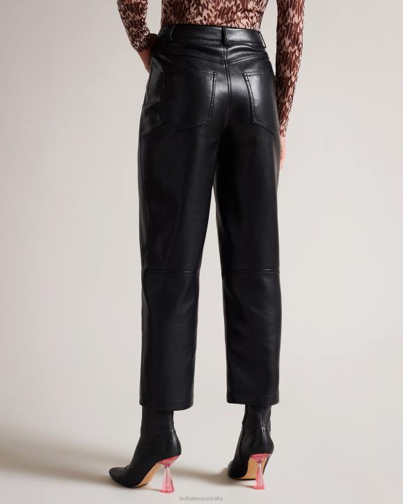 Ted Baker Plaider Straight Leg Faux Leather Trousers Black Clothing Women TLPL85