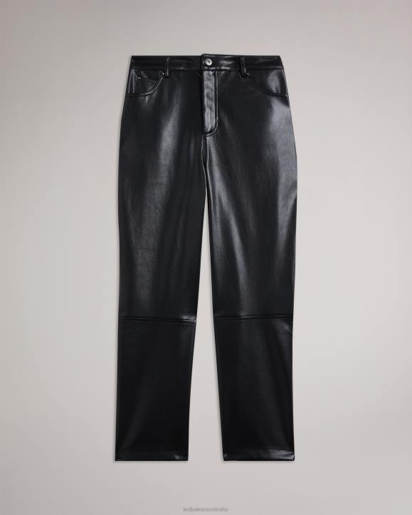 Ted Baker Plaider Straight Leg Faux Leather Trousers Black Clothing Women TLPL85