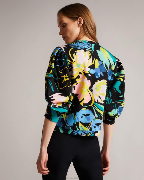 Ted Baker Ragnila Large Sleeve Floral Jumper Black Clothing Women TLPL574