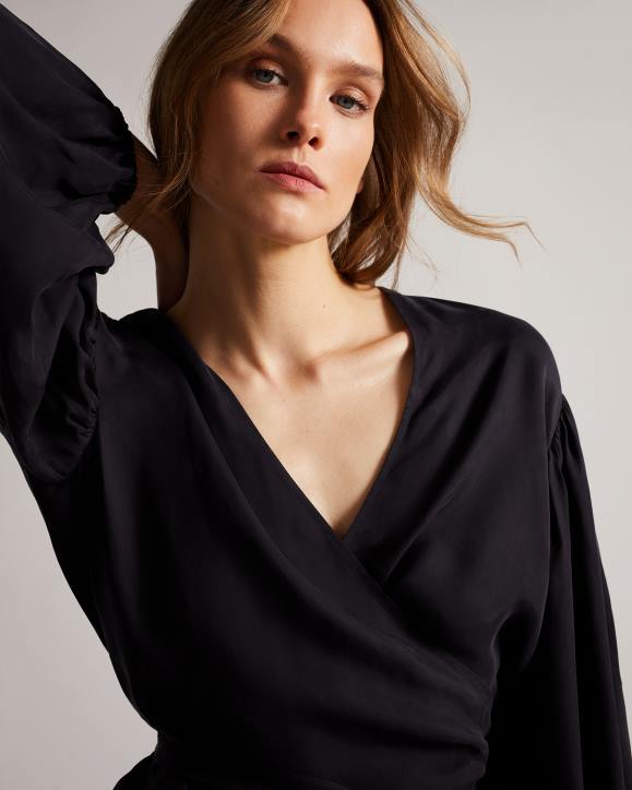 Ted Baker Ralda Wrap Top With Blouson Full Sleeve Navy Clothing Women TLPL568