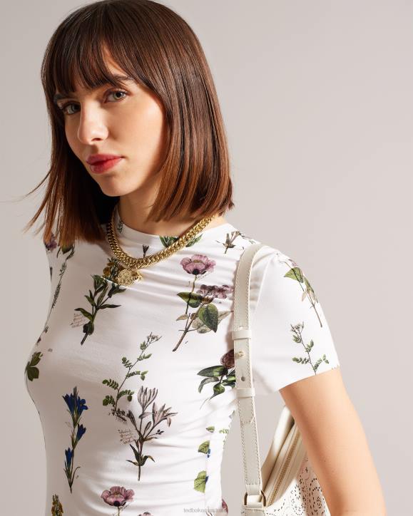 Ted Baker Rasmean Botanical Bouquet Print T-Shirt White Clothing Women TLPL397