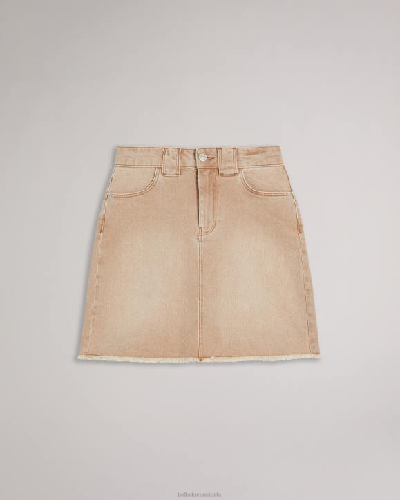 Ted Baker Ravima Raw Hem Denim Mini Skirt Camel Clothing Women TLPL633