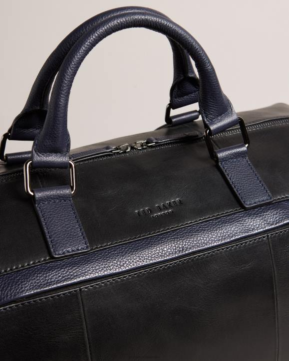 Ted Baker Raygon Leather Holdall With Webbing Strap Black Bags Men TLPL1732