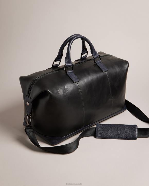 Ted Baker Raygon Leather Holdall With Webbing Strap Black Bags Men TLPL1732