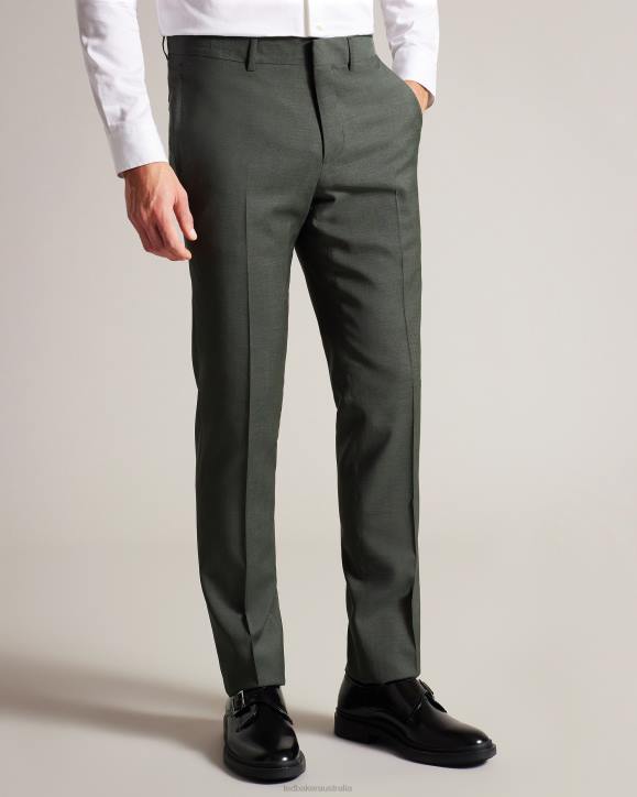 Ted Baker Richant Pure Wool Sharkskin Suit Trousers Khaki Clothing Men TLPL1388