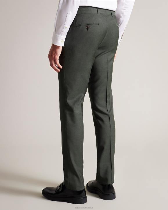 Ted Baker Richant Pure Wool Sharkskin Suit Trousers Khaki Clothing Men TLPL1388