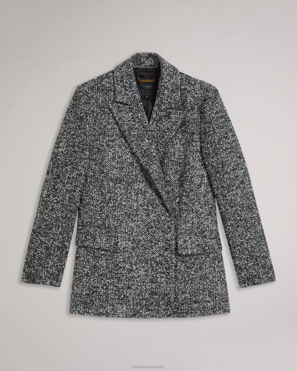 Ted Baker Robinet Oversized Marled Blazer Coat Black Clothing Women TLPL43