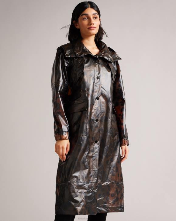 Ted Baker Rosalei Printed Rain Mac Light Brown Clothing Women TLPL557