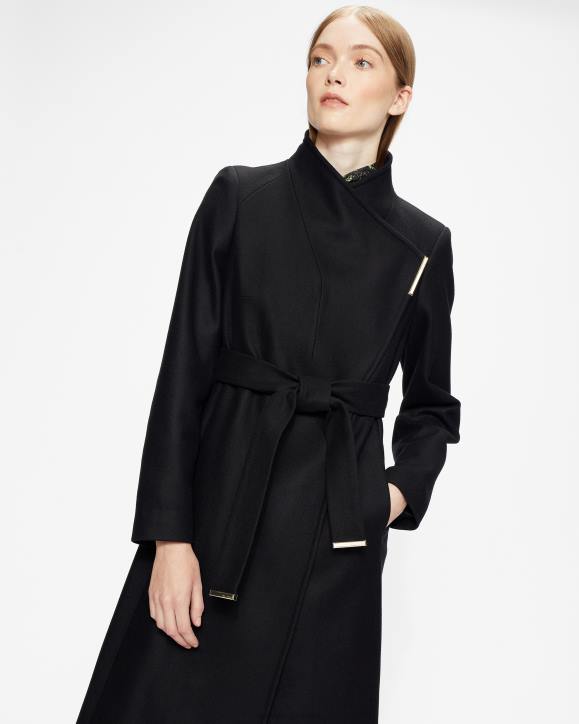 Ted Baker Rosell Long Length Wool Wrap Coat Black Clothing Women TLPL143