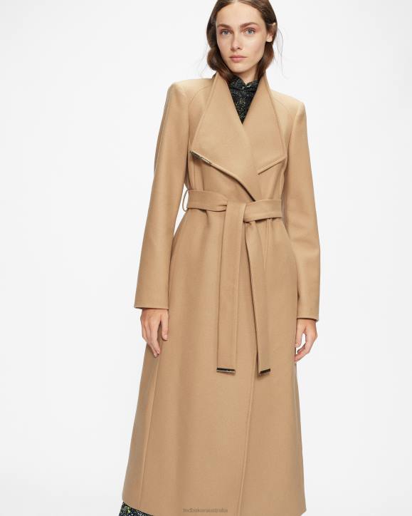 Ted Baker Rosell Long Length Wool Wrap Coat Camel Clothing Women TLPL345