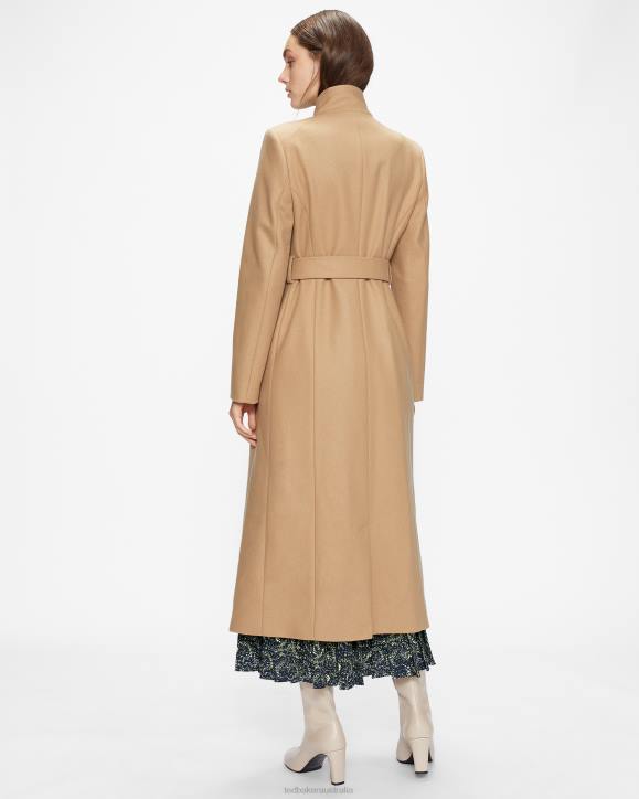 Ted Baker Rosell Long Length Wool Wrap Coat Camel Clothing Women TLPL345