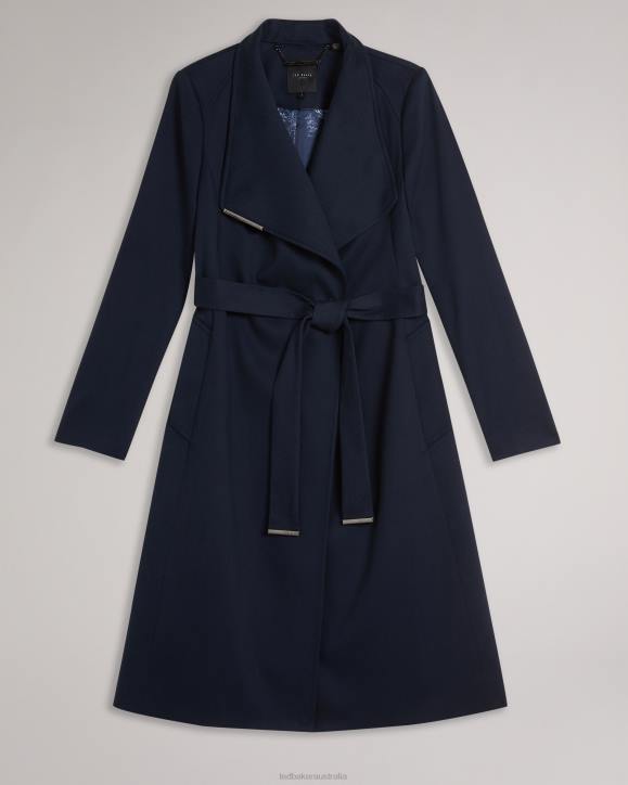 Ted Baker Rosina Midi Length Wrap Trench Coat Dark Blue Clothing Women TLPL158