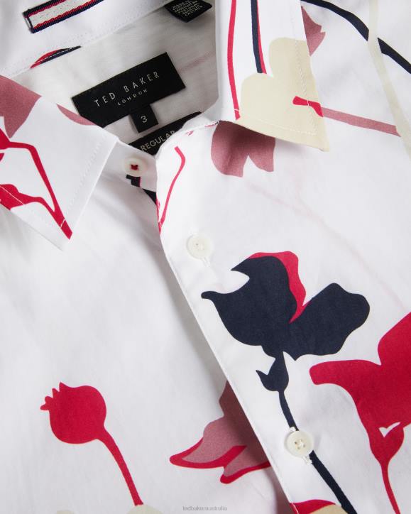 Ted Baker Rossvil Short Sleeve Colourful Silhouette Print Shirt White Clothing Men TLPL1482