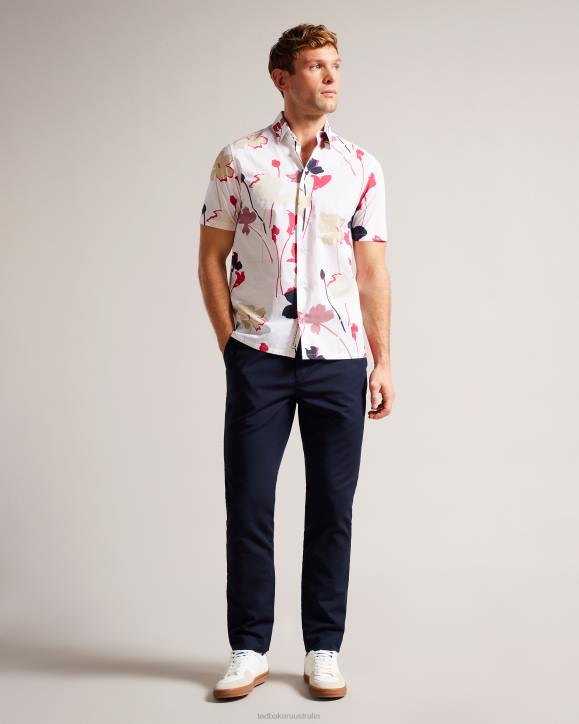 Ted Baker Rossvil Short Sleeve Colourful Silhouette Print Shirt White Clothing Men TLPL1482