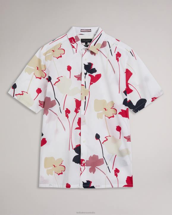 Ted Baker Rossvil Short Sleeve Colourful Silhouette Print Shirt White Clothing Men TLPL1482