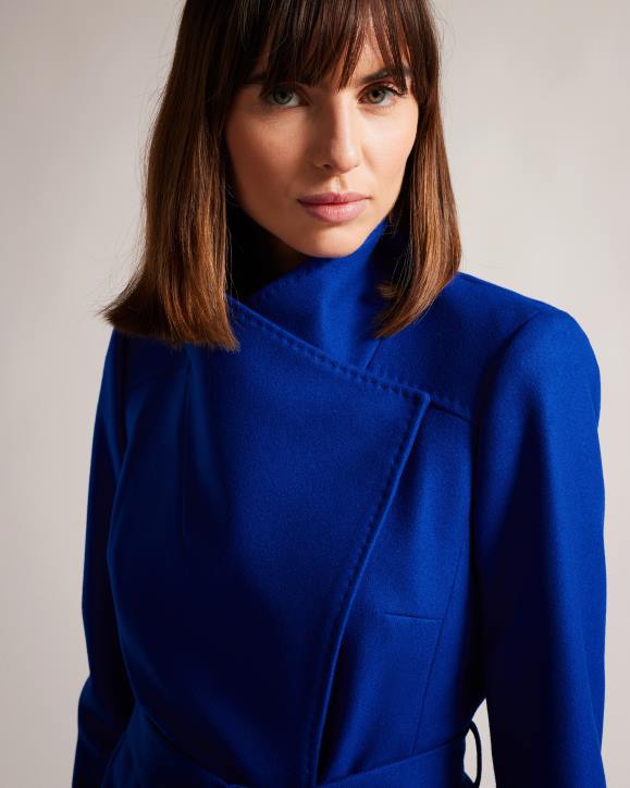 Ted Baker Rytaa Short Wool Wrap Coat Blue Clothing Women TLPL524