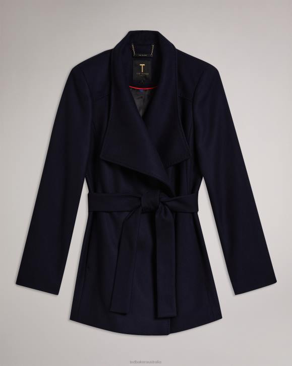 Ted Baker Rytaa Short Wool Wrap Coat Dark Navy Clothing Women TLPL501