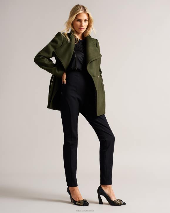 Ted Baker Rytaa Short Wool Wrap Coat Khaki Clothing Women TLPL563