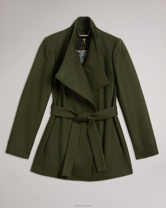 Ted Baker Rytaa Short Wool Wrap Coat Khaki Clothing Women TLPL563