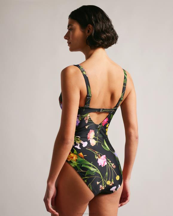 Ted Baker Saffiey Floral Balconette Swimming Costume Black Clothing Women TLPL195