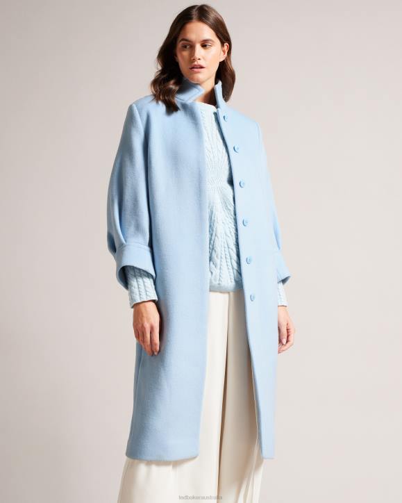 Ted Baker Sairse Midi Length Coat With Volume Sleeves Light Blue Clothing Women TLPL42