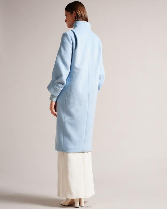 Ted Baker Sairse Midi Length Coat With Volume Sleeves Light Blue Clothing Women TLPL42