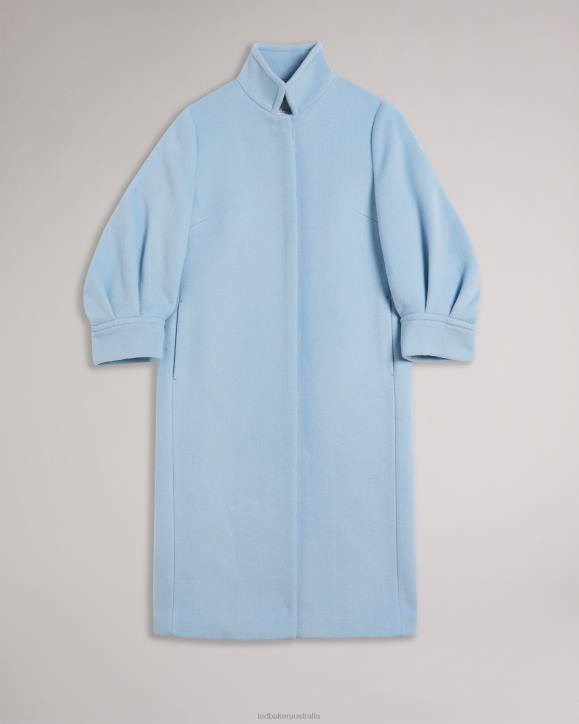 Ted Baker Sairse Midi Length Coat With Volume Sleeves Light Blue Clothing Women TLPL42