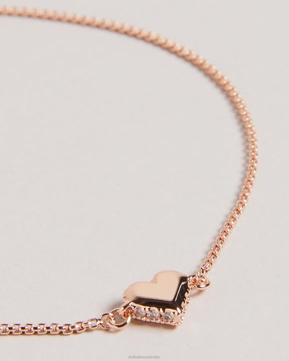 Ted Baker Sarsah Sparkle Heart Drawstring Bracelet Rosegold Color Jewelry Women TLPL979