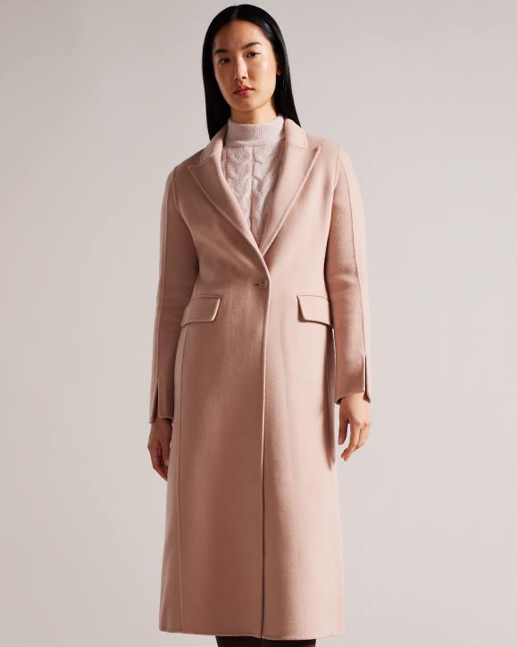 Ted Baker Serinn Wool Blend Longline Coat Dusky Pink Clothing Women TLPL77