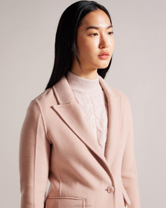 Ted Baker Serinn Wool Blend Longline Coat Dusky Pink Clothing Women TLPL77