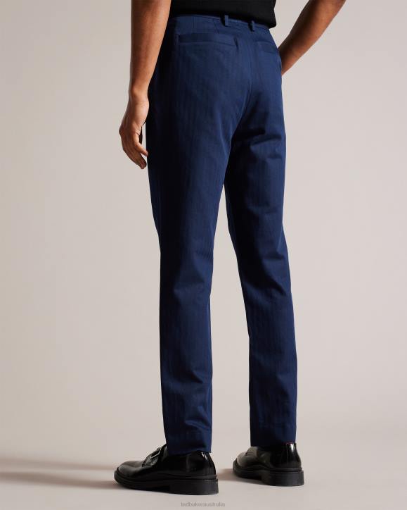 Ted Baker Shakert Slim Fit Herringbone Trousers Navy Clothing Men TLPL1227