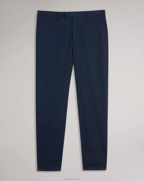 Ted Baker Shakert Slim Fit Herringbone Trousers Navy Clothing Men TLPL1227