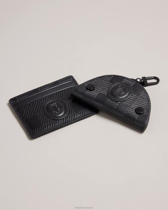 Ted Baker Sharet Leather Check Key And Card Holder Black Gifts Men TLPL1962