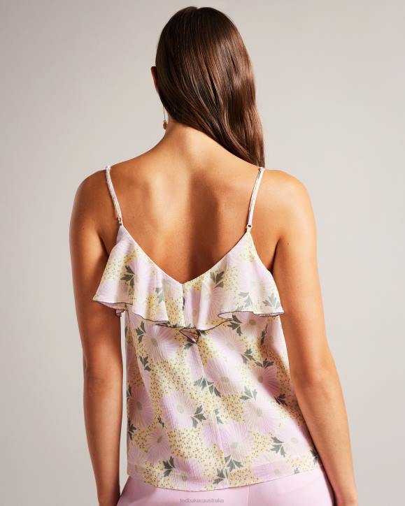 Ted Baker Shaunia Ruffled V Neck Daisy Cami Light Yellow Clothing Women TLPL155