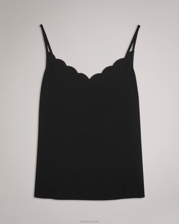 Ted Baker Siina Scallop Neckline Cami Top Black Clothing Women TLPL299