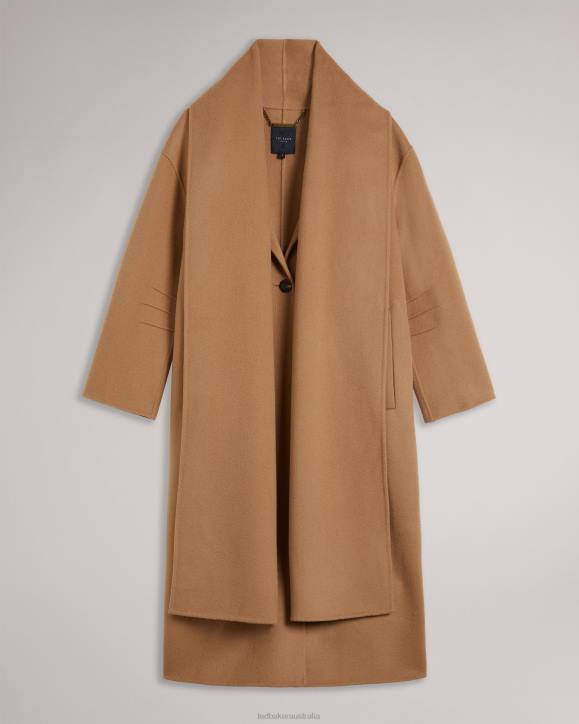 Ted Baker Solanna Double Wool Scarf Detail Coat Camel Clothing Women TLPL290