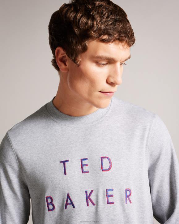 Ted Baker Sonics Long Sleeve Branded Jumper Gray Marl Clothing Men TLPL1273