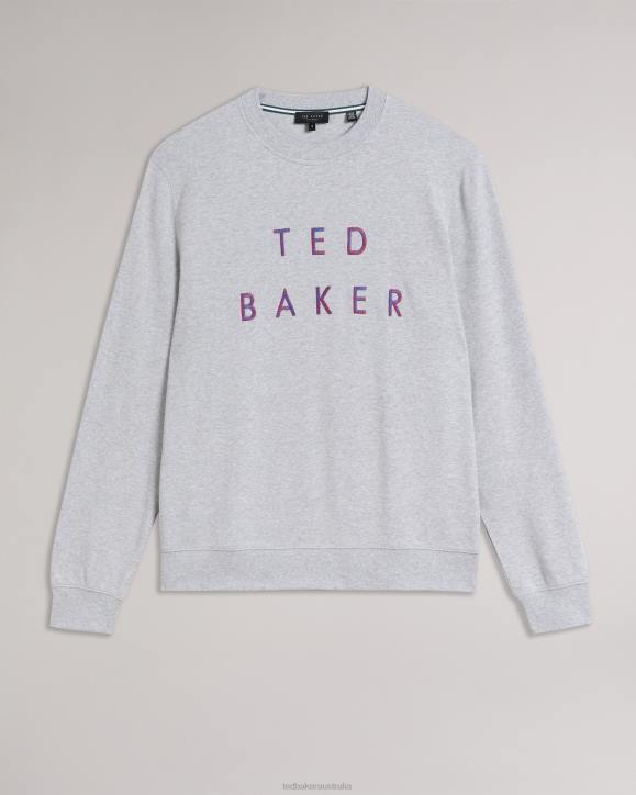 Ted Baker Sonics Long Sleeve Branded Jumper Gray Marl Clothing Men TLPL1273