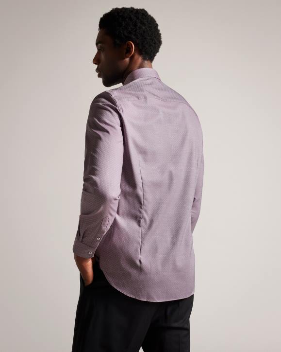 Ted Baker Sorelss Long Sleeve Textured Spot Shirt Pale Purplele Clothing Men TLPL1439