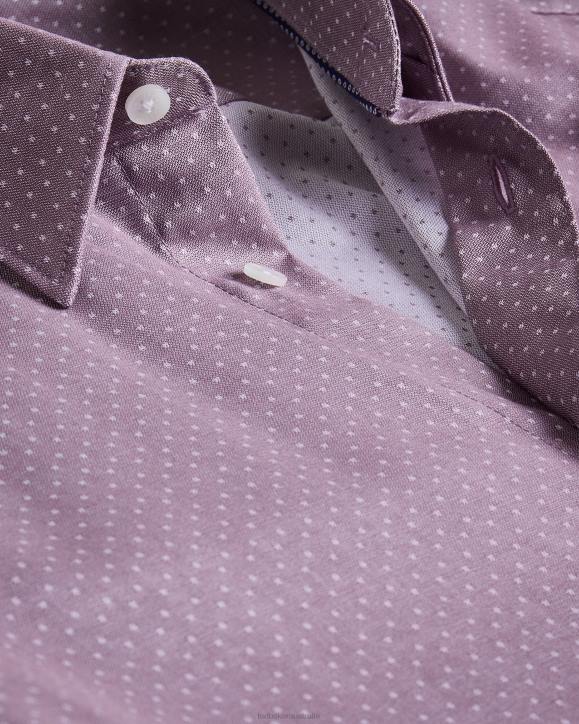 Ted Baker Sorelss Long Sleeve Textured Spot Shirt Pale Purplele Clothing Men TLPL1439