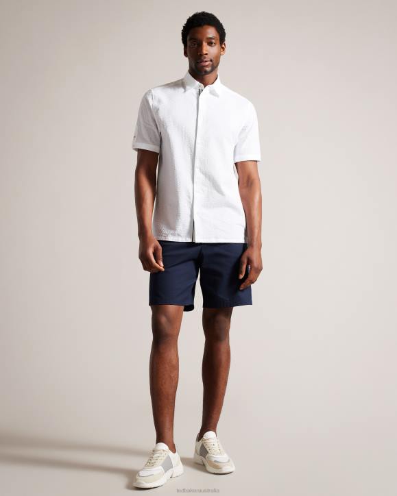 Ted Baker Stansho Short Sleeve Seersucker Shirt White Clothing Men TLPL1351