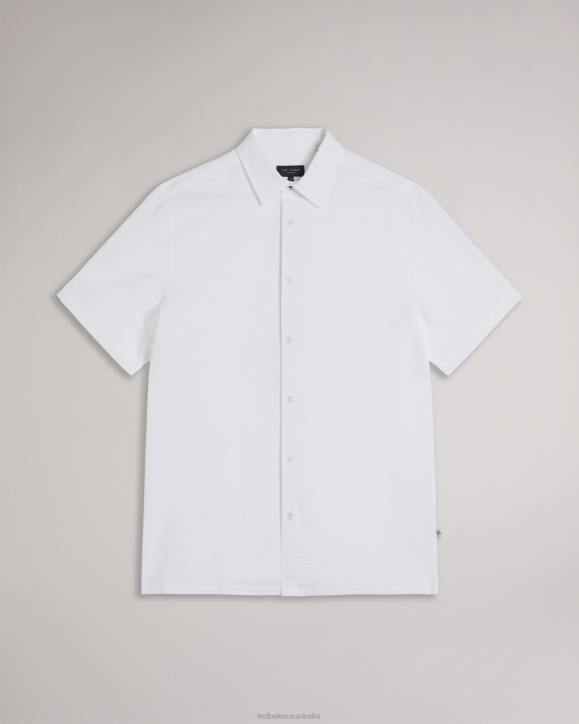 Ted Baker Stansho Short Sleeve Seersucker Shirt White Clothing Men TLPL1351